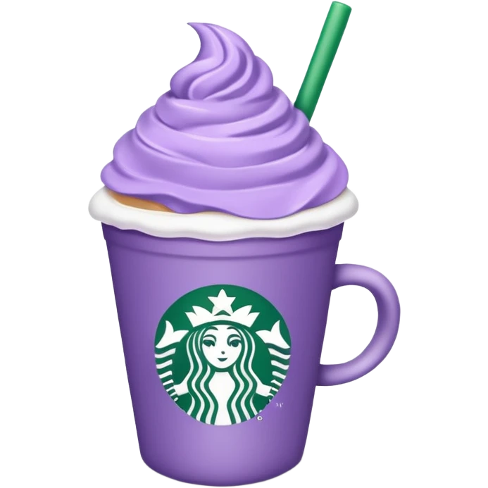 Starbucks lavender latte, cup with logo emoji