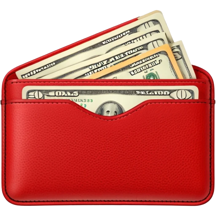 Red wallet with dollars emoji