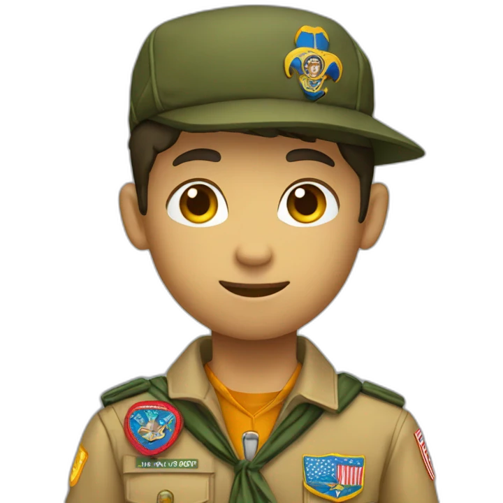boy scout with digital thing emoji