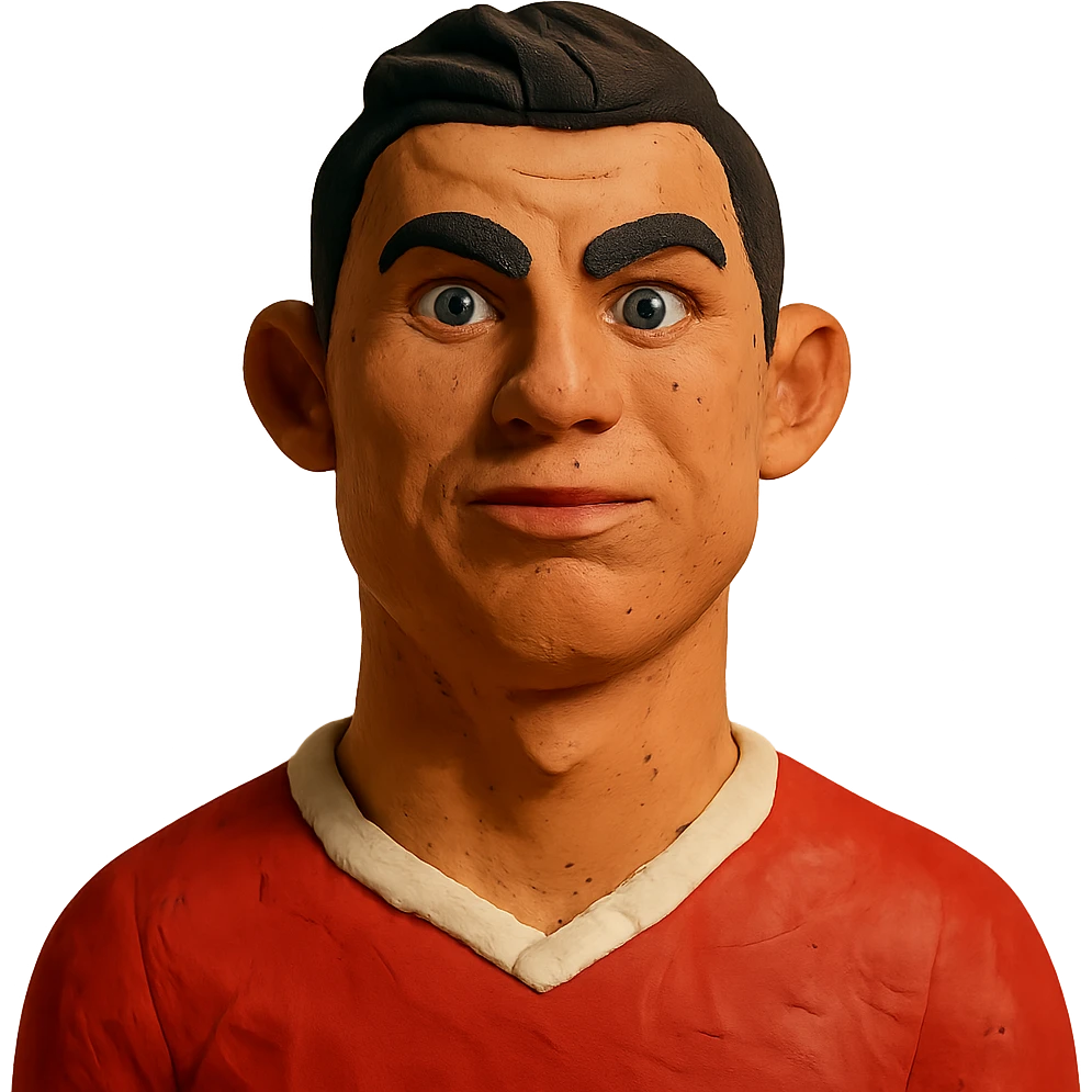claymation style portrait of Ronaldo emoji