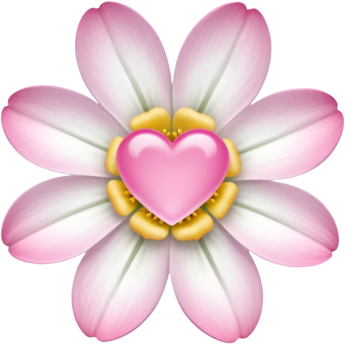 clear white flower with mini pink heart center  emoji