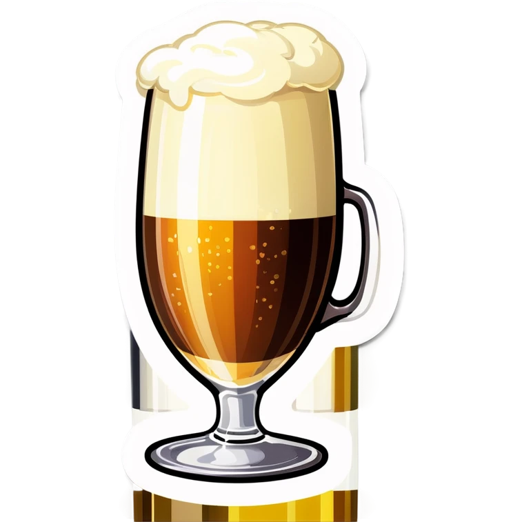 Bière dans un verre à anse qui coule avec mousse  emoji
