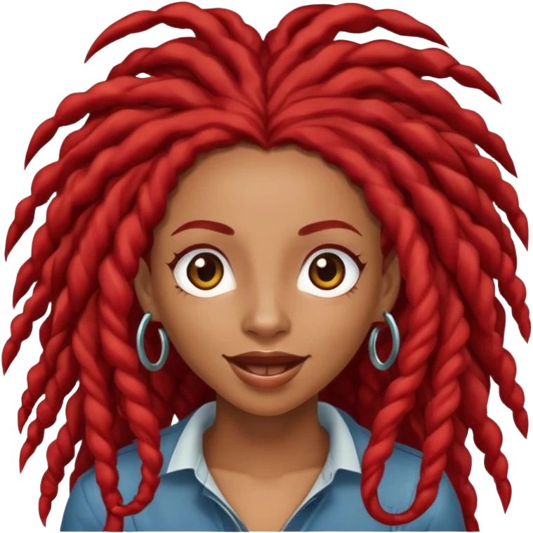 Afrolatina with long red deadlocs with curls at the ends excited emoji