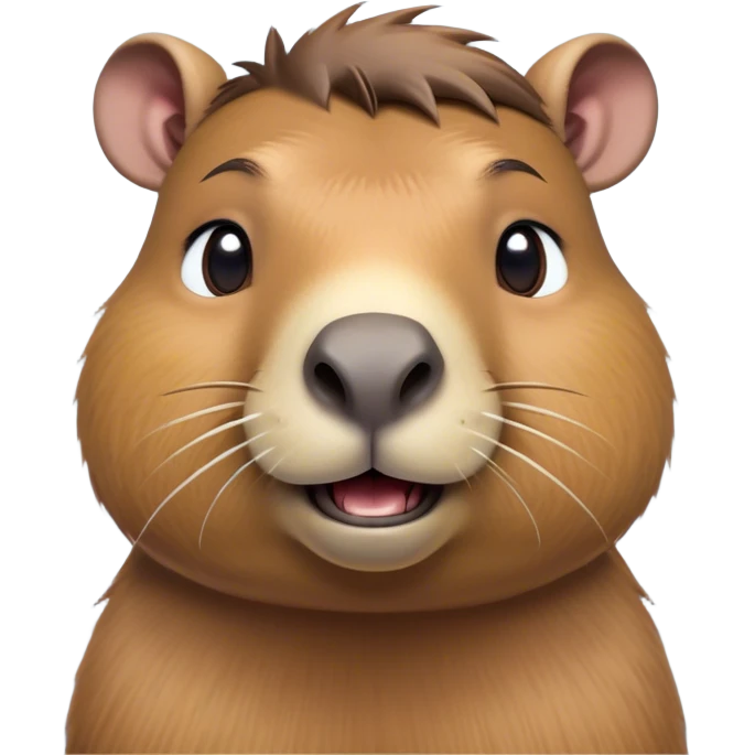 Cinematic Comical Capybara Portrait Emoji, Head tilted dramatically with an exaggeratedly amused expression, featuring a robust, rounded build and a distinct capybara face with a broad snout and quirky, small ears, rendered with lifelike soft fur and wide, comically expressive eyes brimming with playful disbelief; high shine, dramatic yet playful, styled with an air of cheeky mischief, soft glowing outline, capturing the essence of a spirited and over‐the‐top capybara that looks ready to side‐eye its way into viral fame! emoji