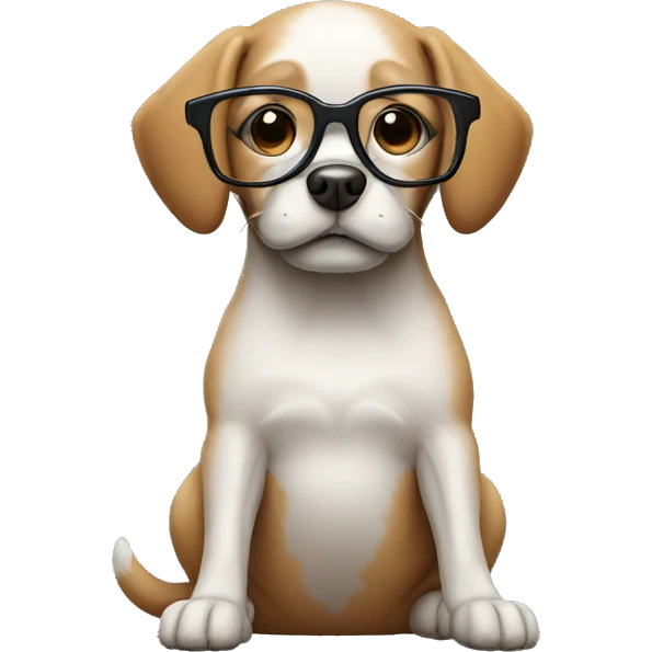 Dog with glasses and hammer emoji