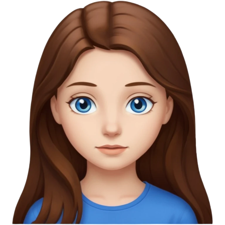 Long brown hair girl with blue eyes emoji