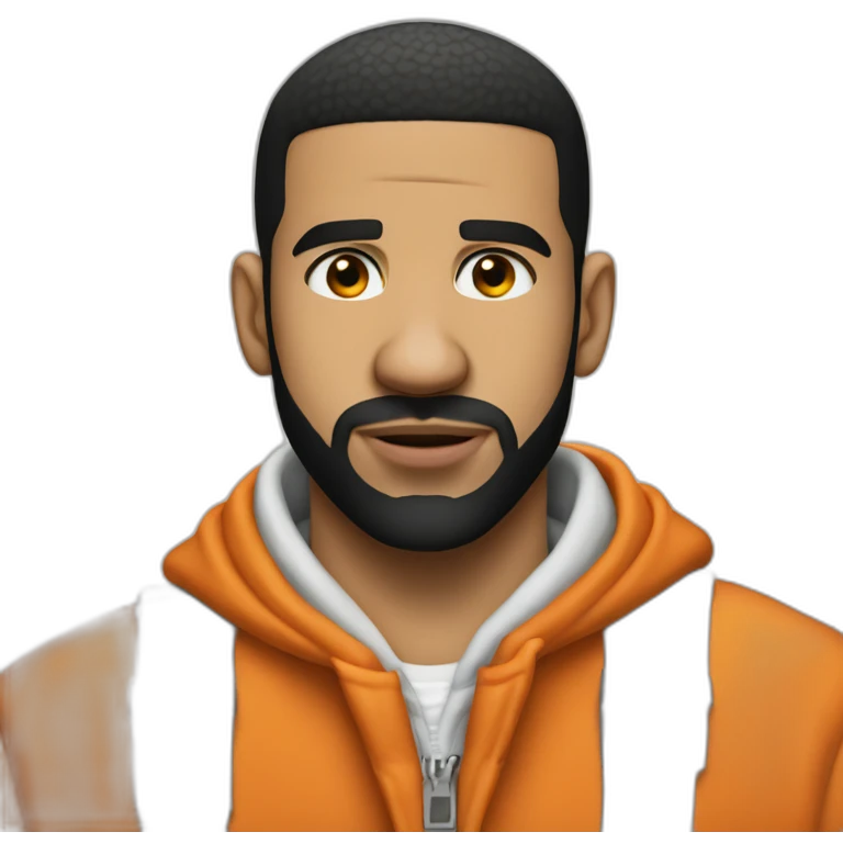 Drake orange jaket approving mugshot emoji
