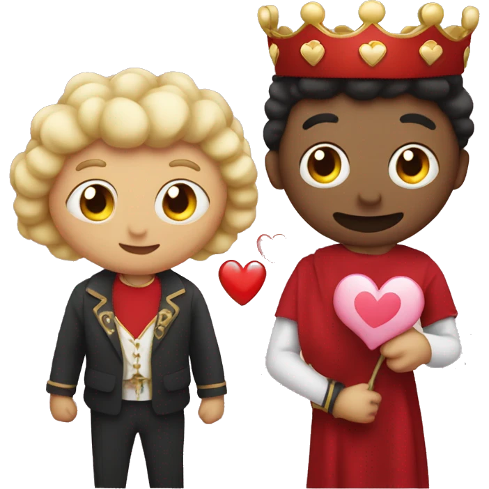 Multiple hearts on a guy with a queen  emoji