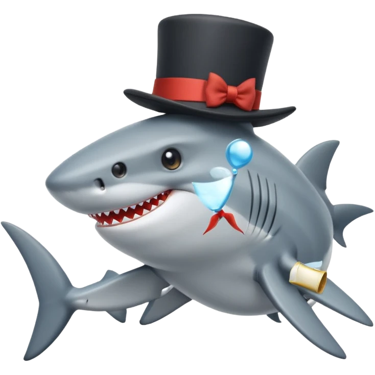 Shark with a top hat emoji