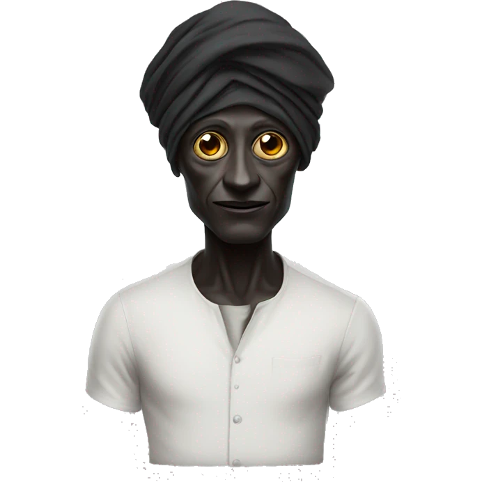 black alien head wearing turban emoji