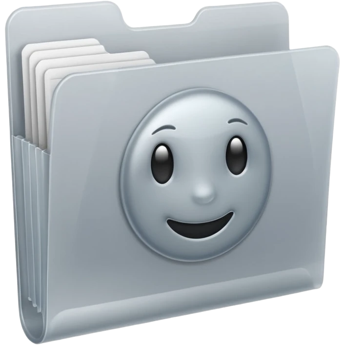 A **simple emoji-style icon** of a **frosted light-gray plastic folder** with **rounded corners**, **elastic string and button closure**, slightly translucent, clean front, subtle shading, and a **small tax/forms symbol** in one corner.
 emoji