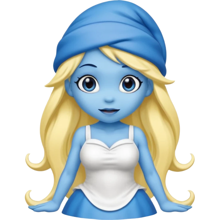 blue skinned Smurfette emoji
