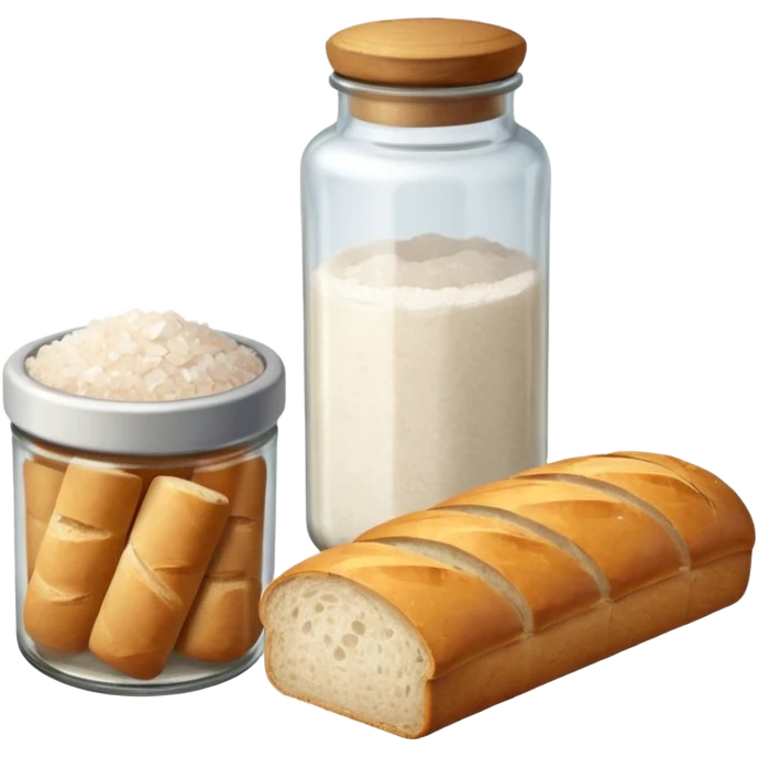a one victorian bottle of salt and a loaf of bread emoji