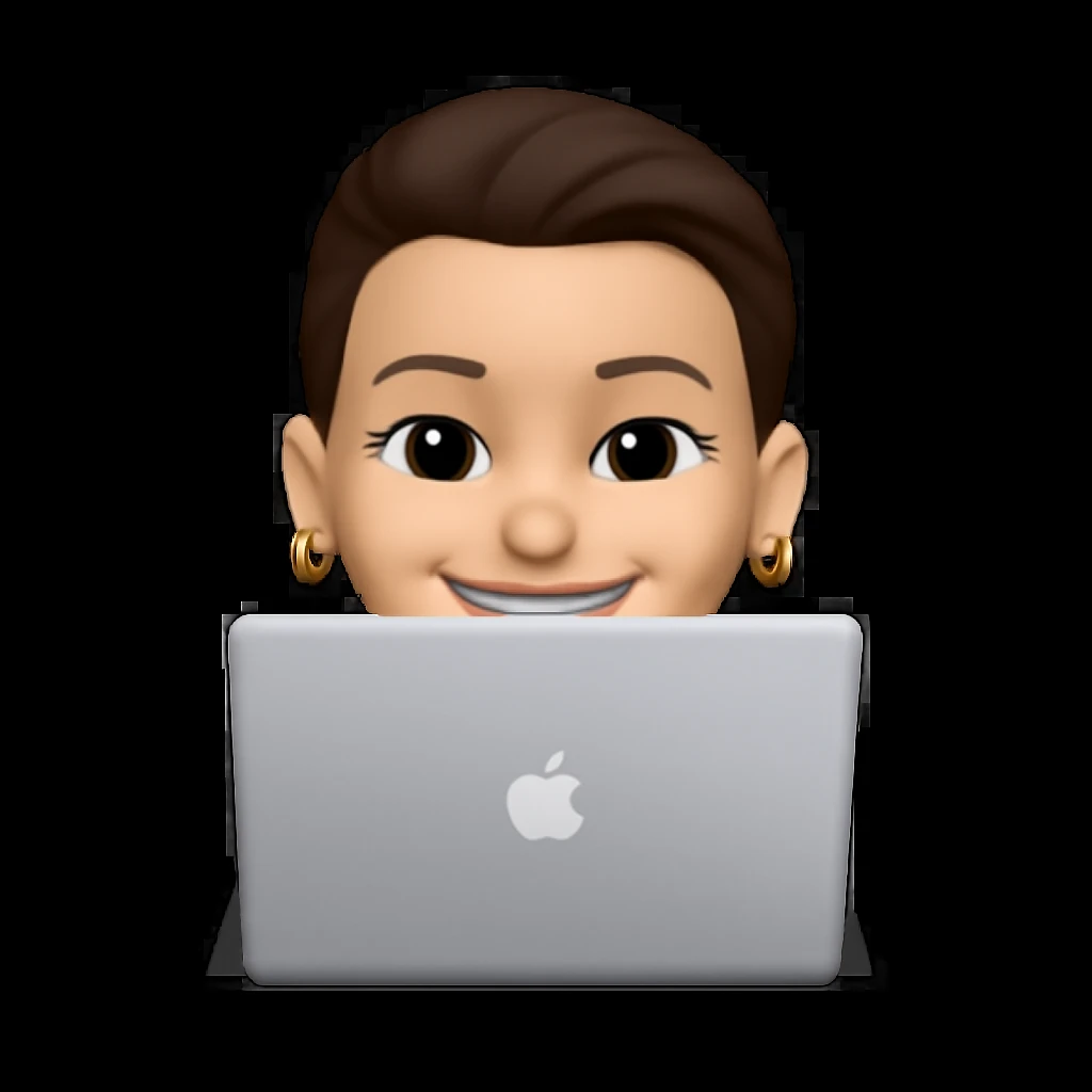 make her appear 10 kilos lighter, keep the gold earring rings, visible smiling lips, and same style as the original image emoji