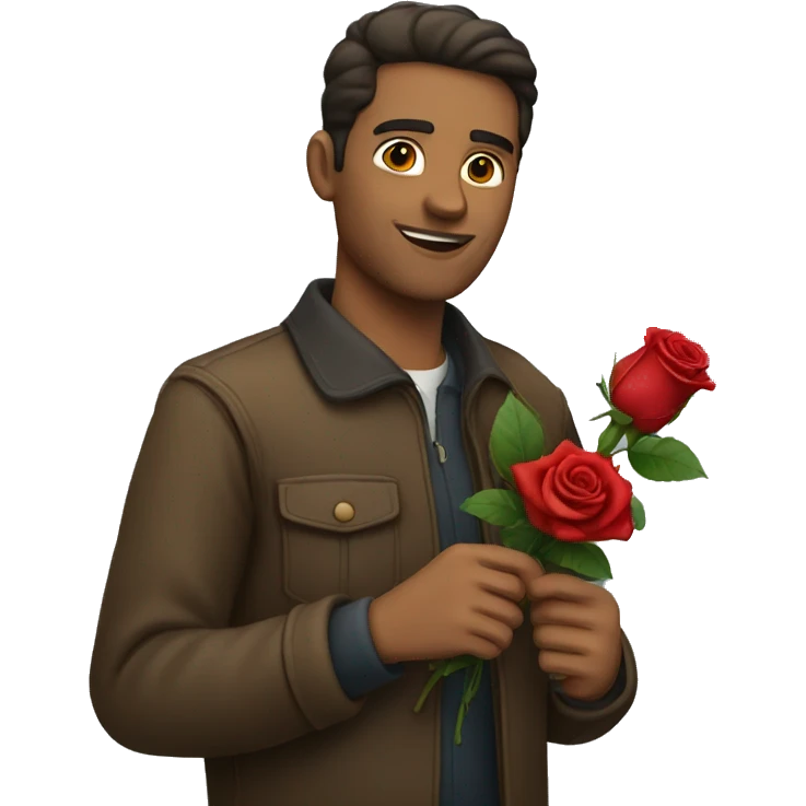 Man holding a red rose emoji