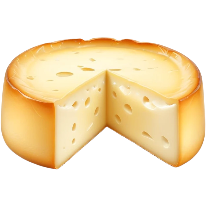 cinematic-realistic-brie-cheese-emoji,-featuring-a-creamy gooey center,-soft-ripened-cheese-with-a-delicate-rind-rendered-with-lifelike-detail-and-inviting,-natural-lighting. emoji