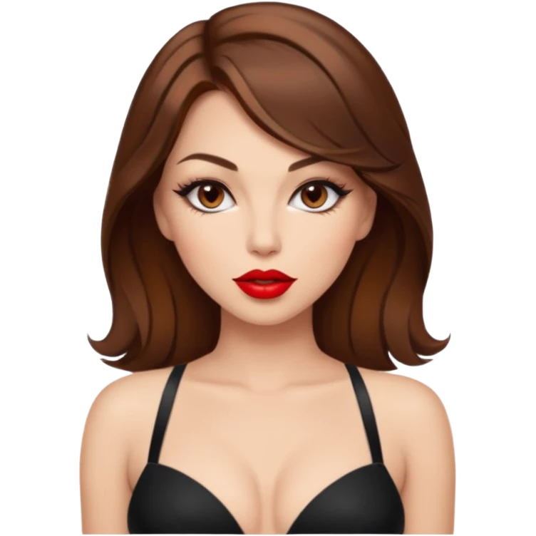 sexy mistress, brown hair, revealing outfit emoji