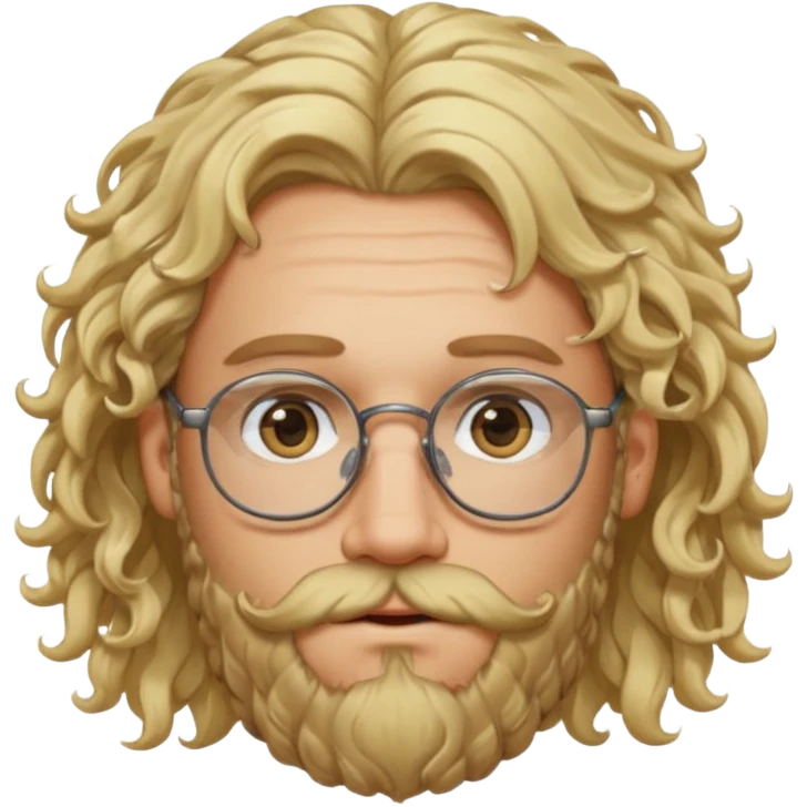 blond man with beard and spectacles and long curly hair and piercings  emoji
