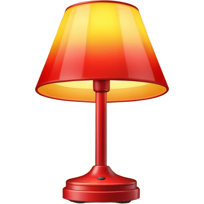 red stand lamp emitting yellow light, warm glow, smooth gradient, bright and saturated colors, minimal details, glossy highlights emoji