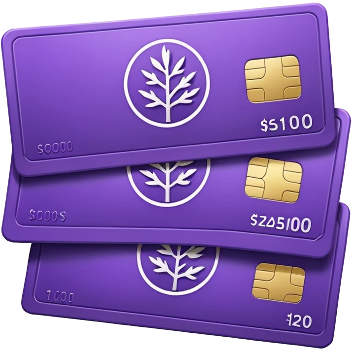 purple bank notes with subtle pine logo on it emoji