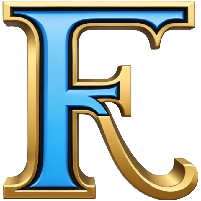 Bold Black-Blue-White-Gold Font Letter “F” emoji