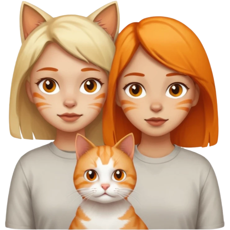 Two dirty girls with white and orange cat emoji