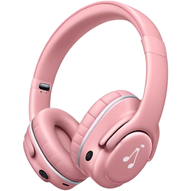pink AirPods Max headphones with music notes emoji