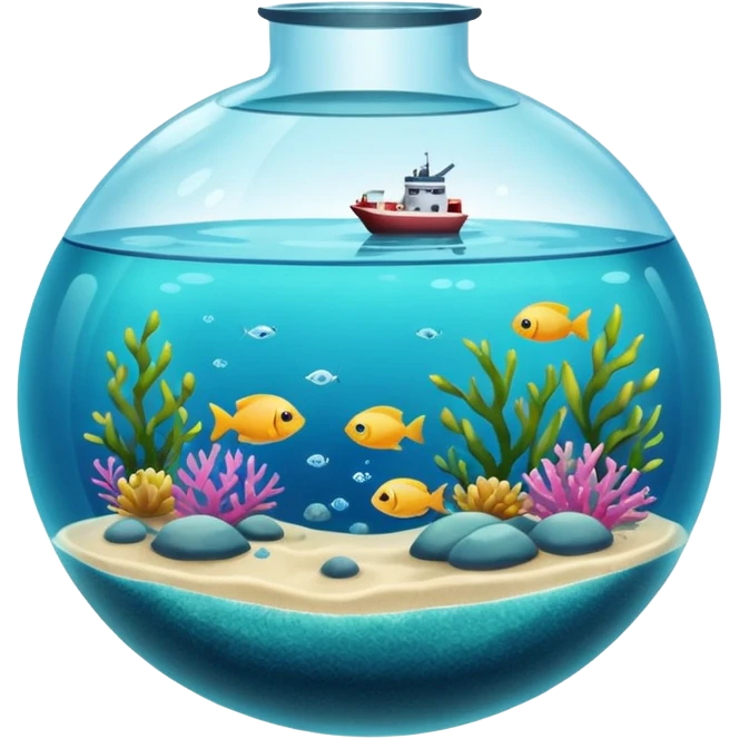 aqua tank, with sea seed little bubbles. emoji