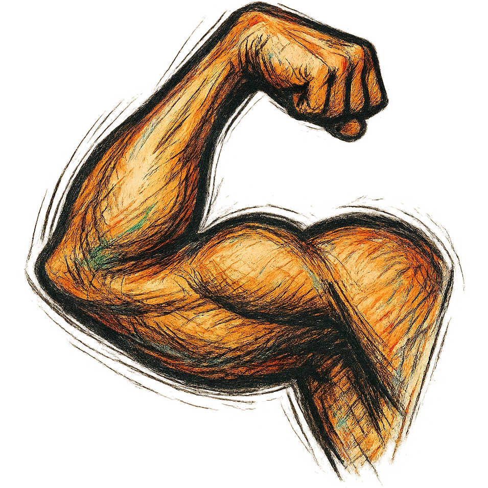 strong arm flexing, symbolizing strength, unique artistic style emoji