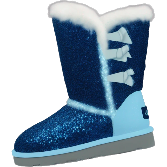 Realistic navy blue Sparkle glitter and fur Ugg boots with light blue emoji