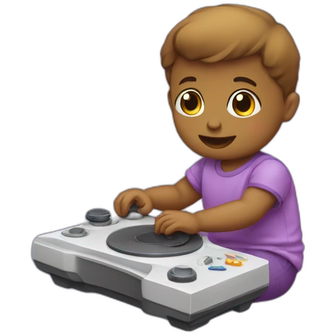 bébé qui joue à la console emoji