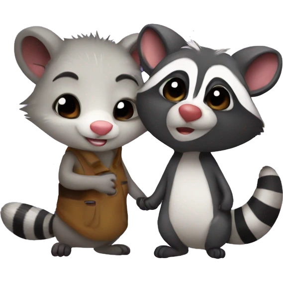 Opossum and raccoon in love  emoji