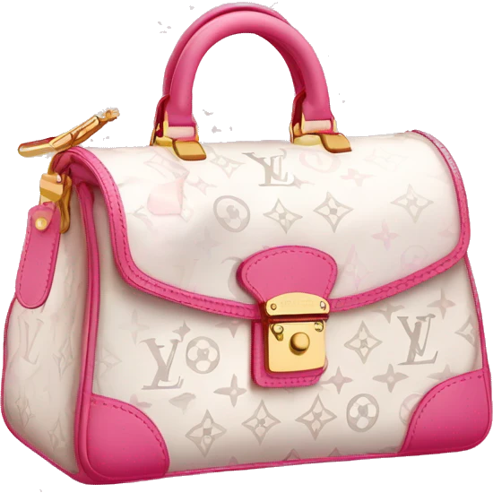 White Designer Louis Vuitton bag with pink monogram and pink trim emoji