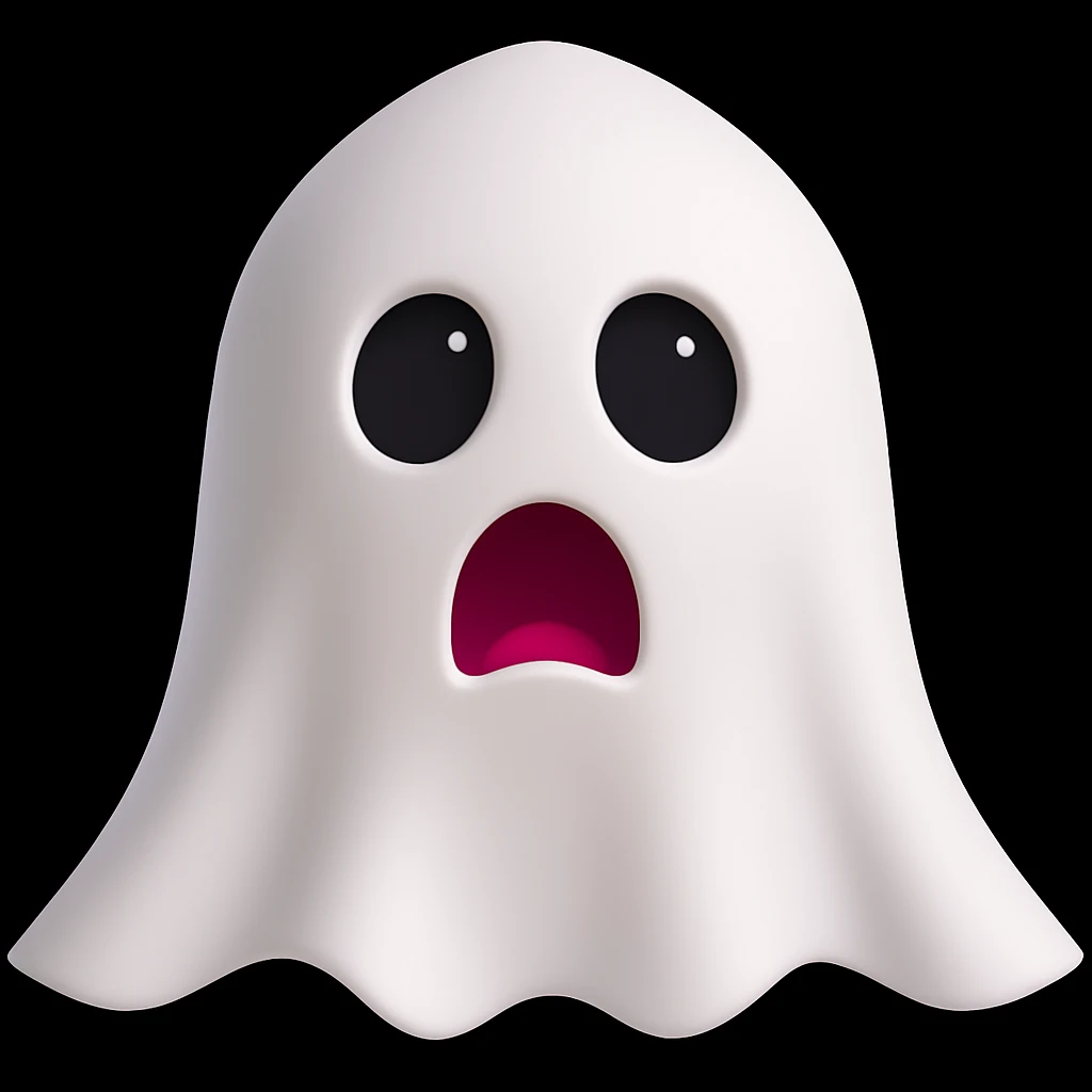 Make the emoji completely covered by a white sheet with only the eyes visible through two holes in the sheet, in 3D emoji style, keeping the scared expression. emoji