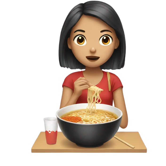 Girl eating ramen emoji