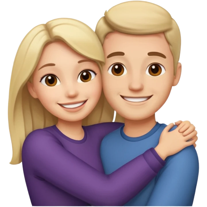 A happy boyfriend and girlfriend hug emoji