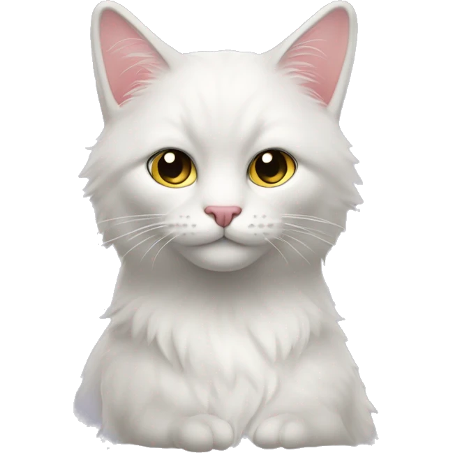 Белая кошка в розовой одежде с влюбленными глазами emoji