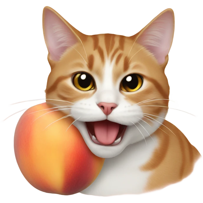 cat with peach in mouth emoji
