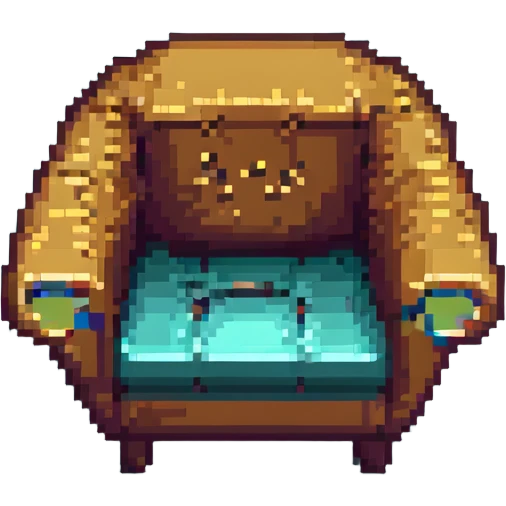 brown armchair in pixel art style emoji