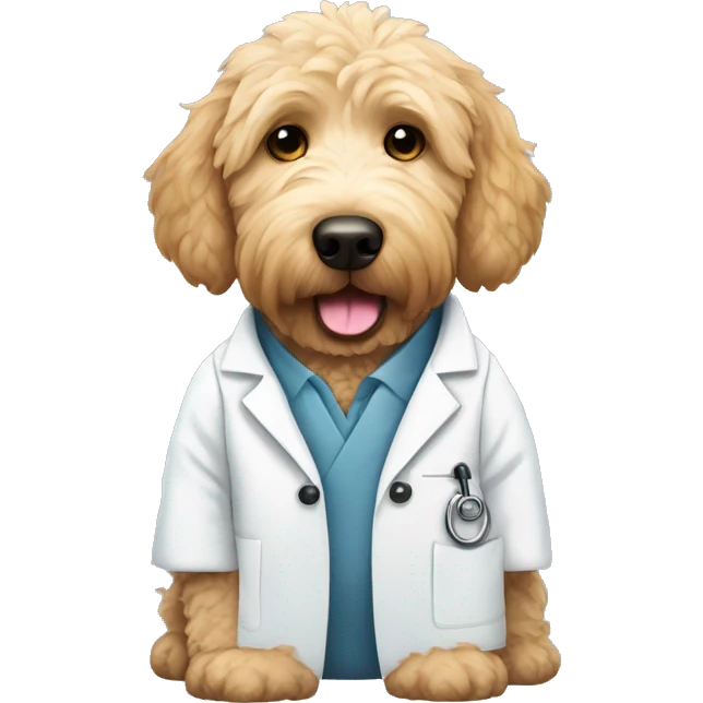 Golden doodle wearing lab coat  emoji