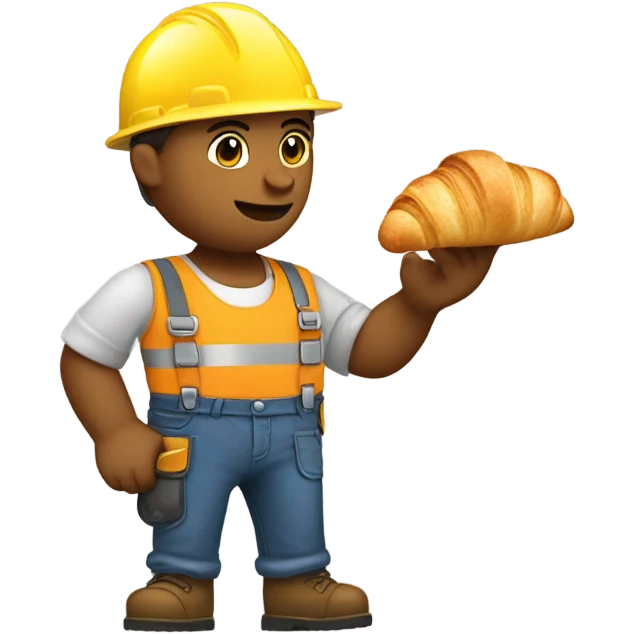 Builder holding a croissant emoji