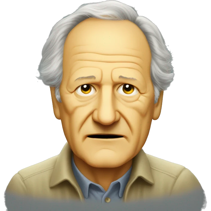 A standard yellow smiley emoji but it looks like Werner Herzog emoji