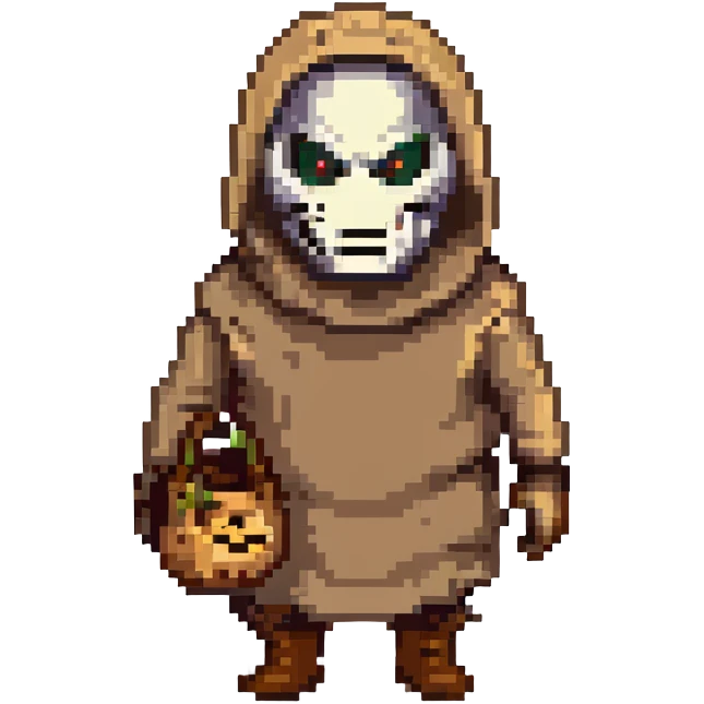 horror villain with burlap sack mask and dark hollow eyes emoji