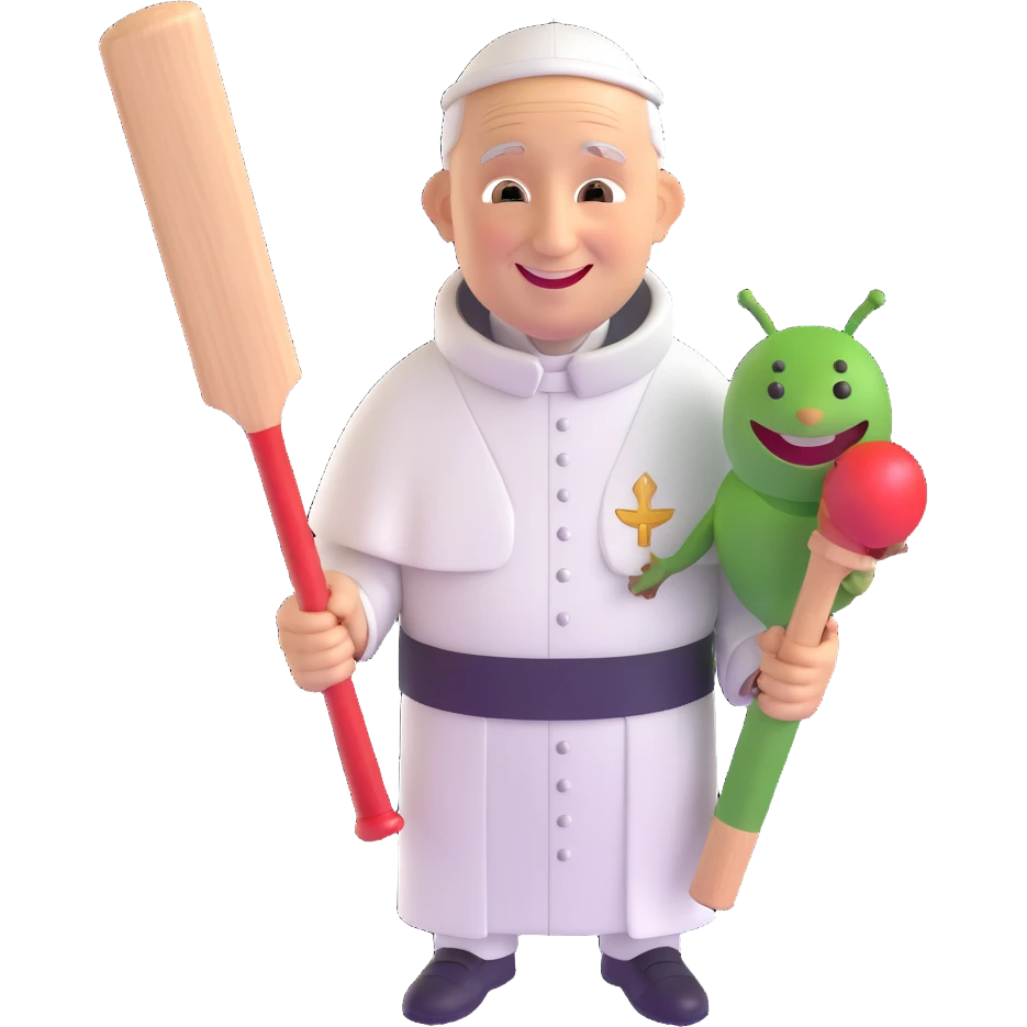 the pope playing cricket, 3D emoji style emoji