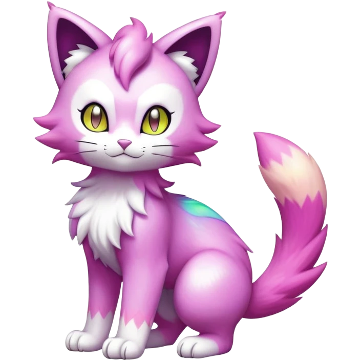 Shiny Colorful Liepard-Skitty-Delcatty-Pokémon-Fakémon-hybrid-creature (full body) emoji
