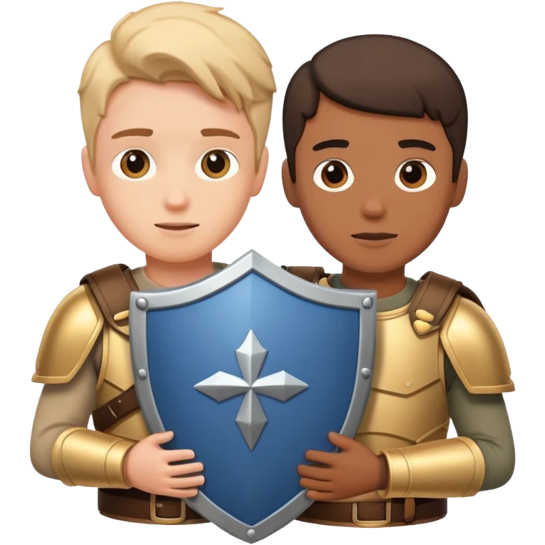Person with shield protecting another person, representing trust and safety emoji