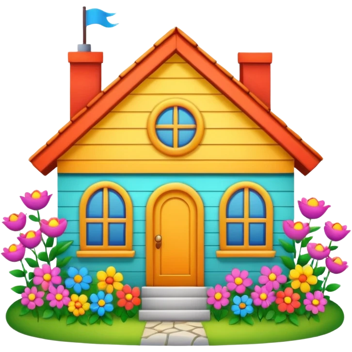 house covered by flower emoji
