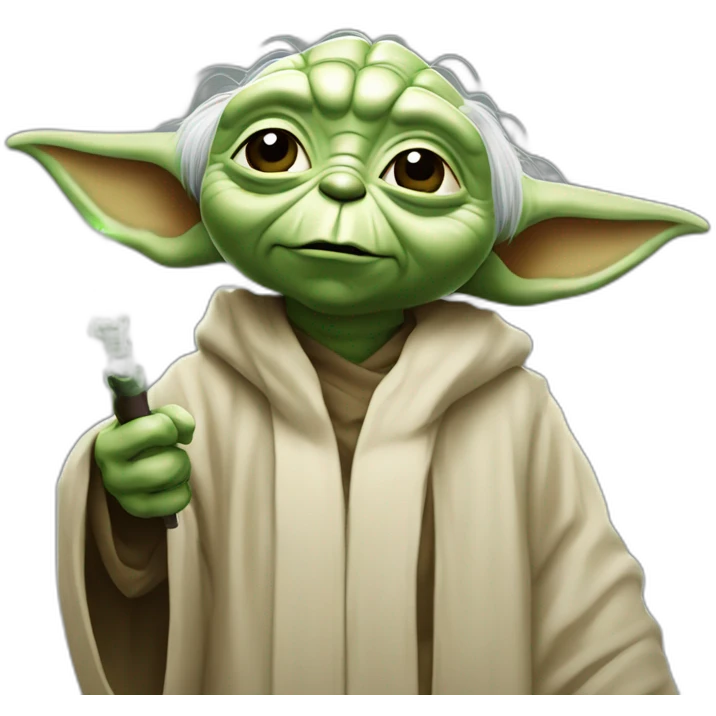 Yoda con micrófono y sentado sobre parlante emoji