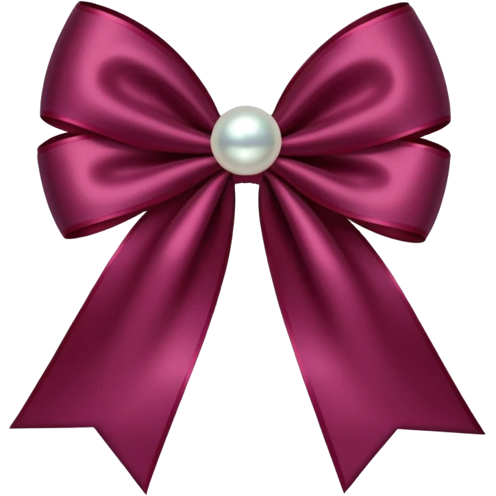 Maroon bow with hanging pearl emoji