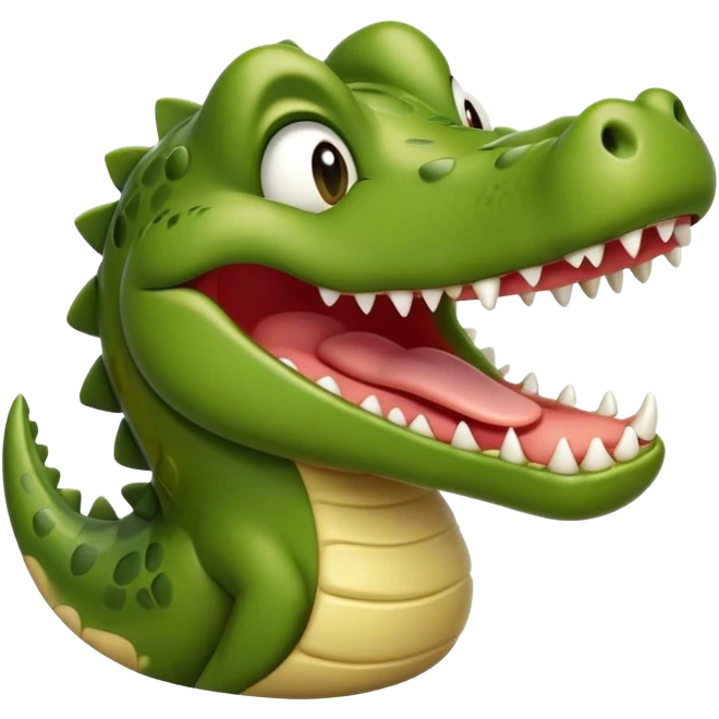 Cinematic Realistic Cute Yawning Crocodile Portrait Emoji, Head tilted slightly with a dramatic, wide-open yawn, showcasing a soft, textured olive-green hide with gently drooping jaws and half-closed, drowsy eyes rendered in exquisite natural detail, high shine, relaxed yet expressive, styled with a dash of primal charm, soft glowing outline, capturing the essence of a sleepy yet affectionate crocodile that appears ready to stretch out and drift into a deep, ancient slumber! emoji